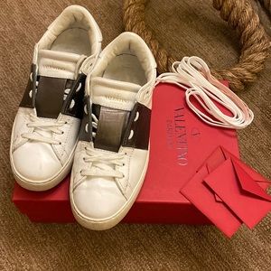 Valentino Garavani OPEN SNEAKER WITH METALLIC STRIPE size 38